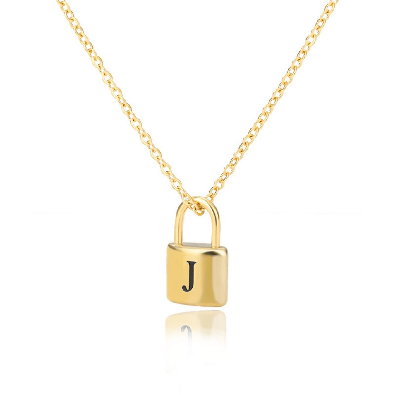 Initial Necklace "Gold Lock"