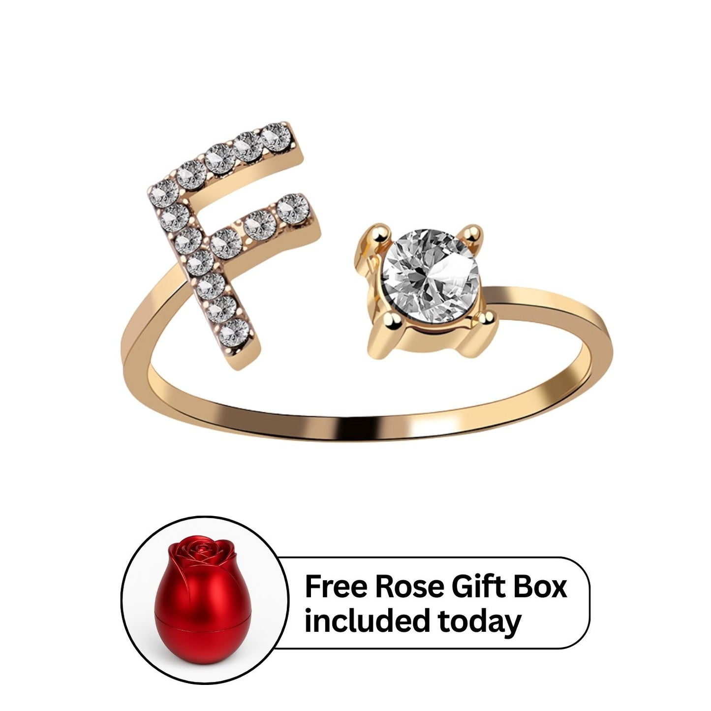 RICCARDI - Adjustable Ring "Initial Touch" + Free Rose Box Today