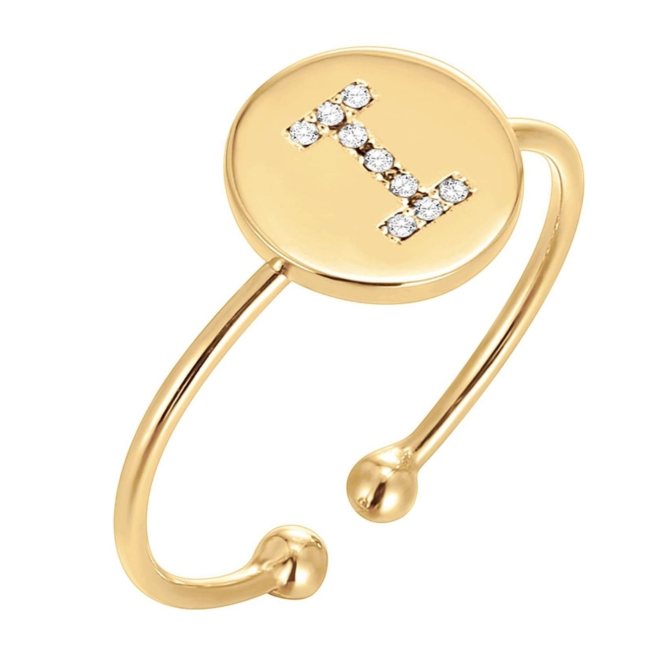 Adjustable Initial Ring "Gold Shine"