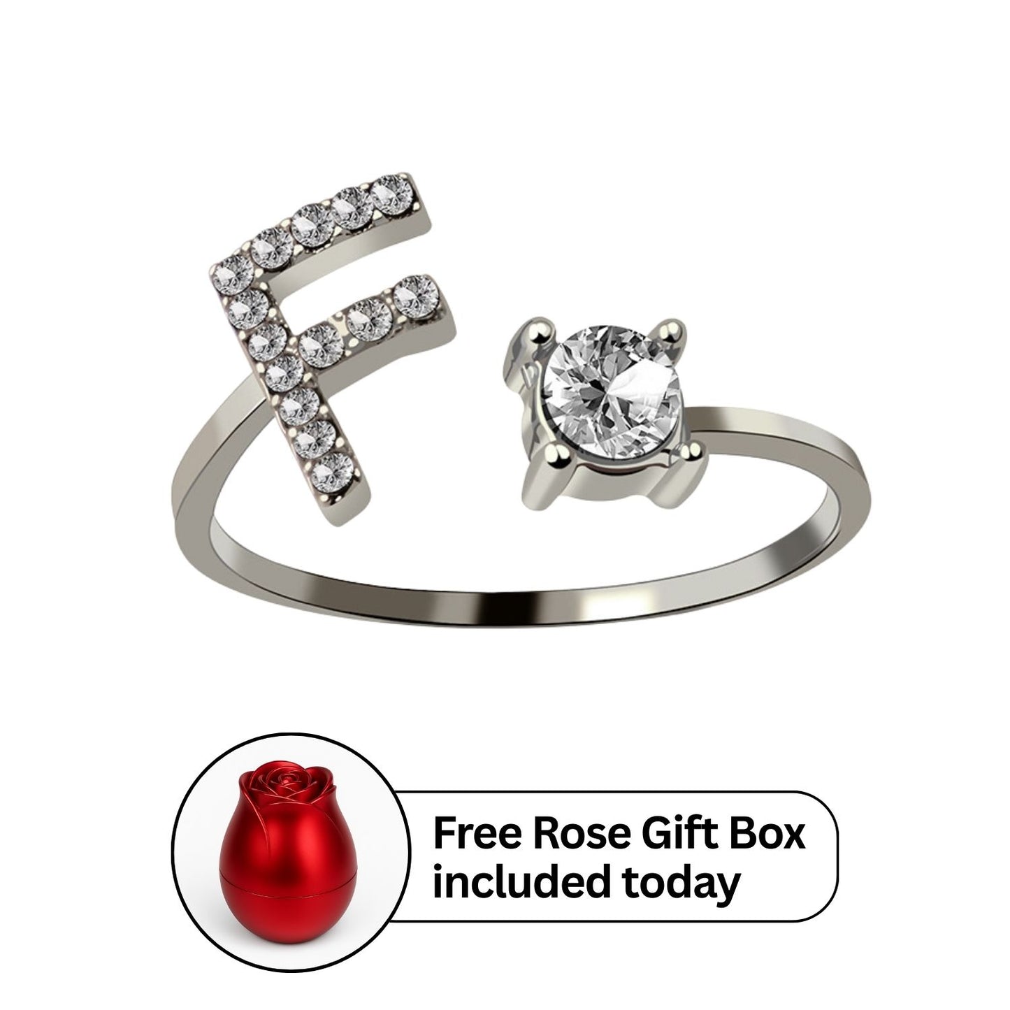 RICCARDI - Adjustable Ring "Initial Touch" + Free Rose Box Today