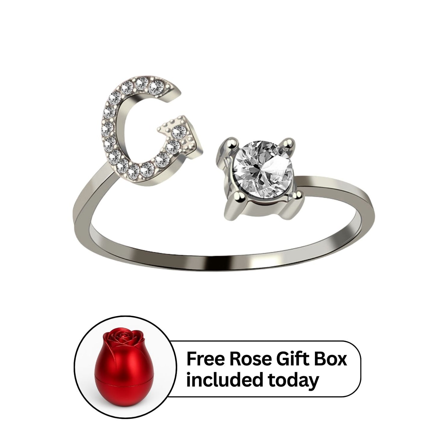 RICCARDI - Adjustable Ring "Initial Touch" + Free Rose Box Today
