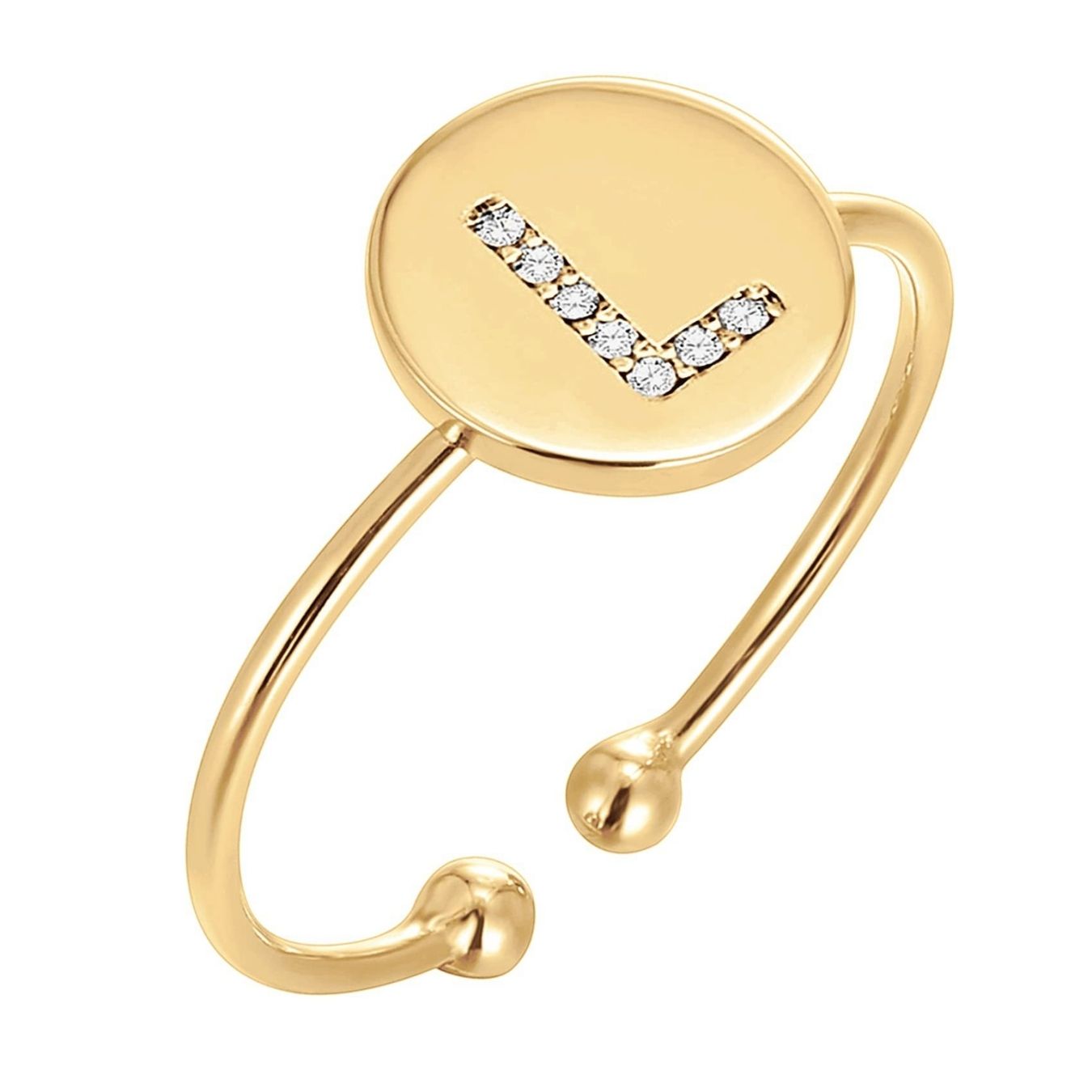 Adjustable Initial Ring "Gold Shine"