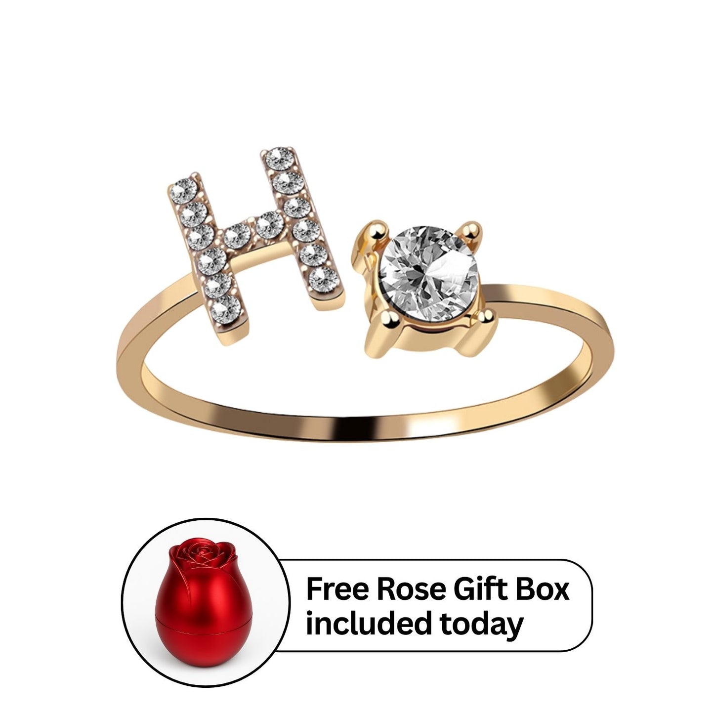 RICCARDI - Adjustable Ring "Initial Touch" + Free Rose Box Today
