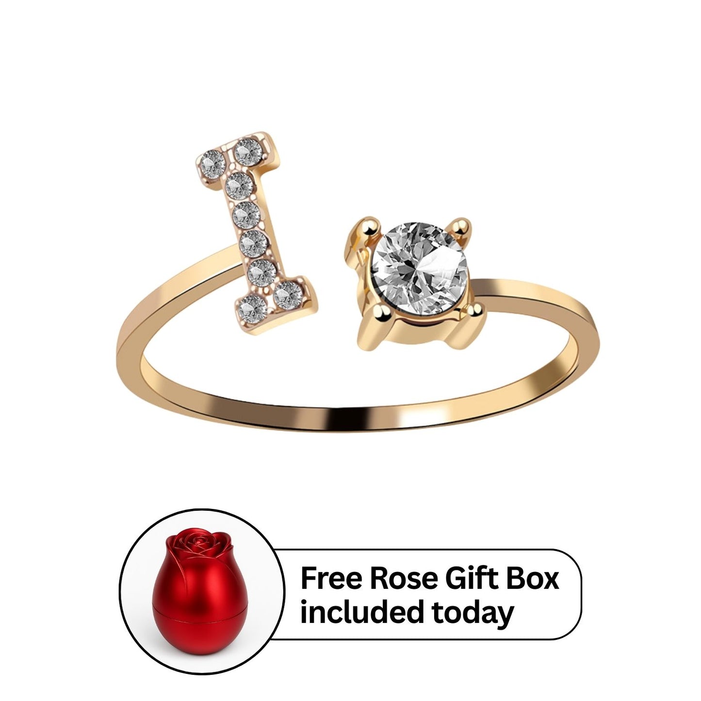 RICCARDI - Adjustable Ring "Initial Touch" + Free Rose Box Today