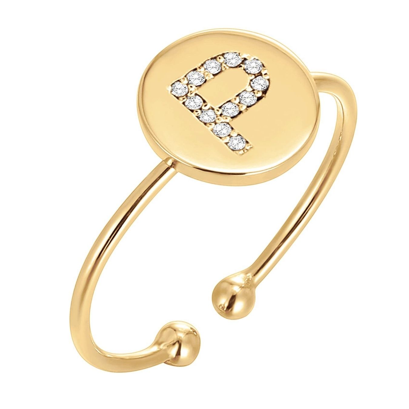 Adjustable Initial Ring "Gold Shine"