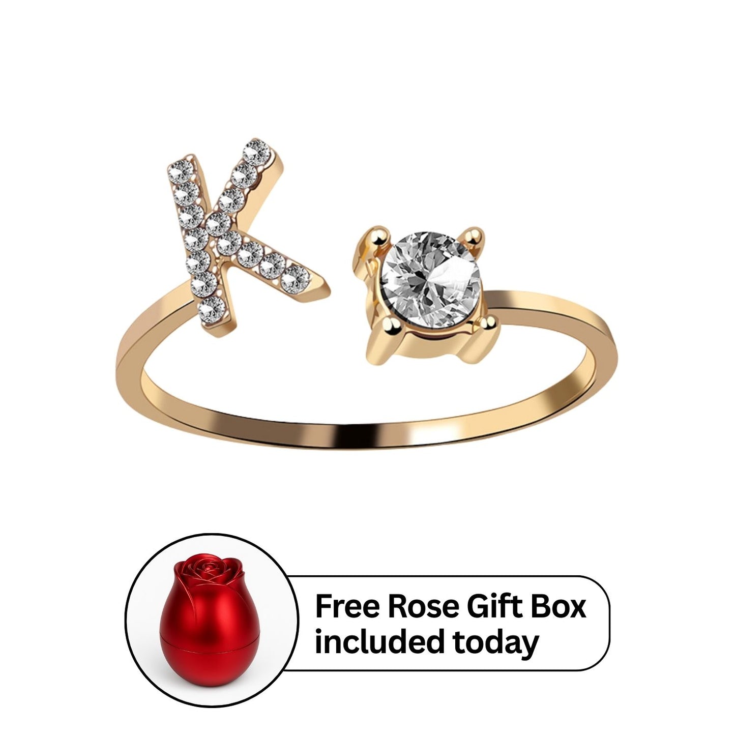 RICCARDI - Adjustable Ring "Initial Touch" + Free Rose Box Today
