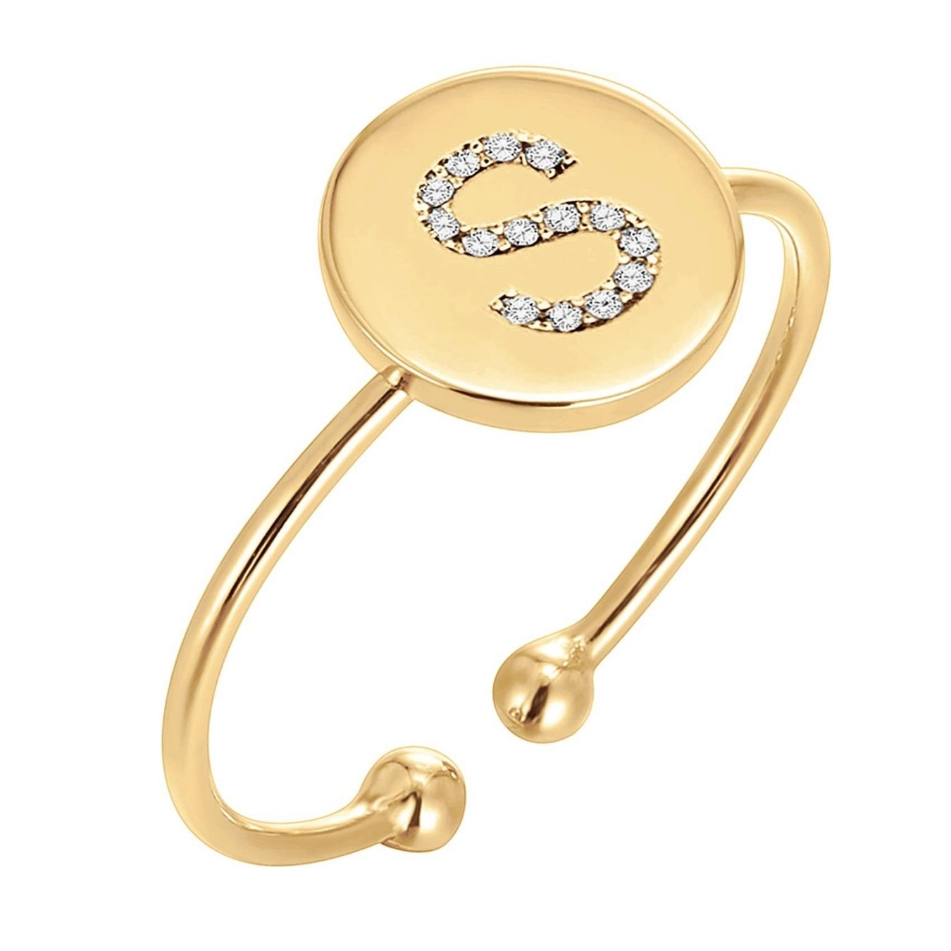 Adjustable Initial Ring "Gold Shine"