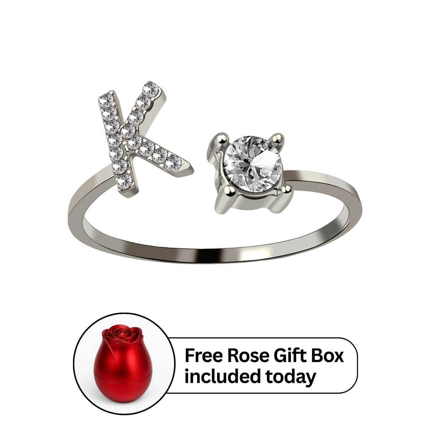 RICCARDI - Adjustable Ring "Initial Touch" + Free Rose Box Today