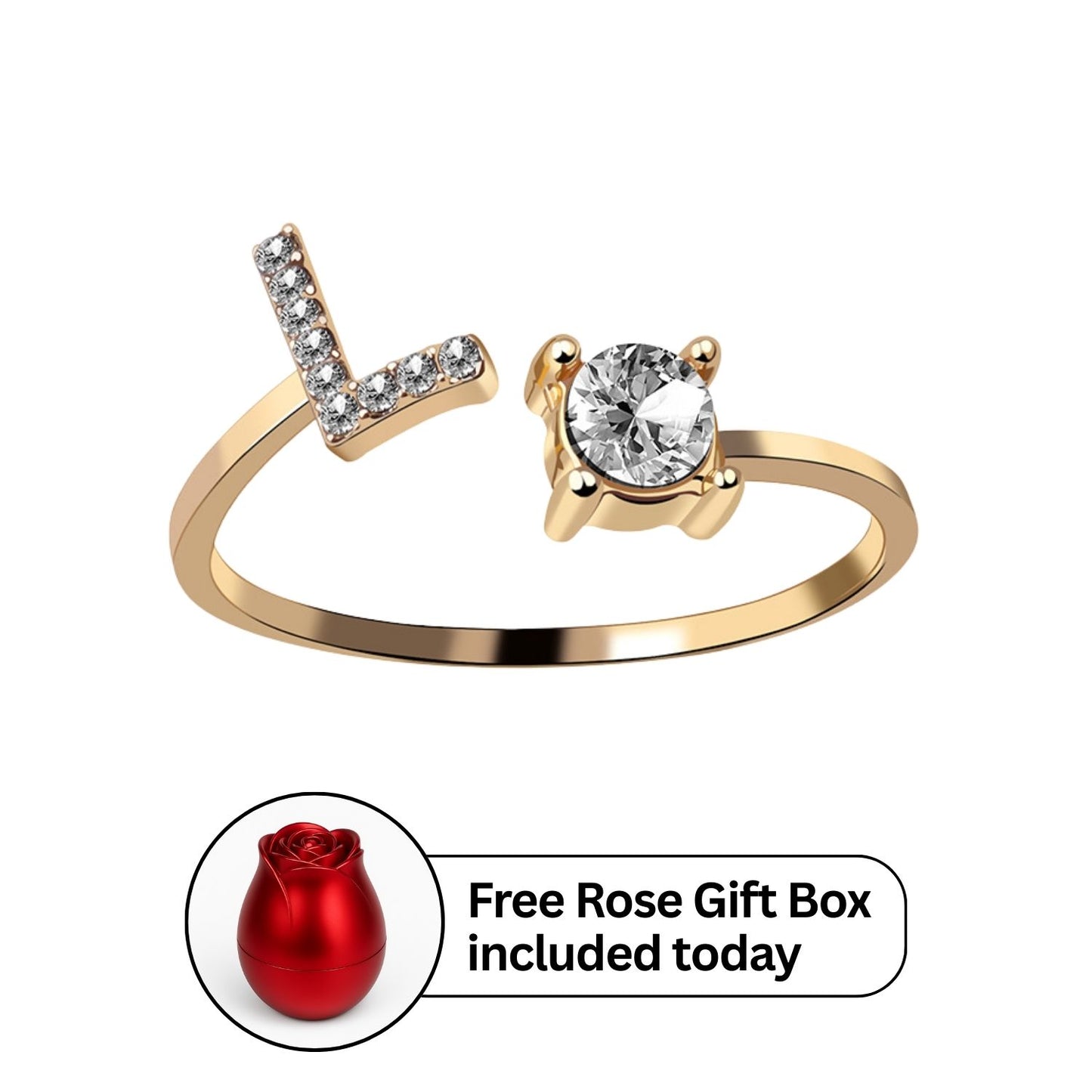 RICCARDI - Adjustable Ring "Initial Touch" + Free Rose Box Today