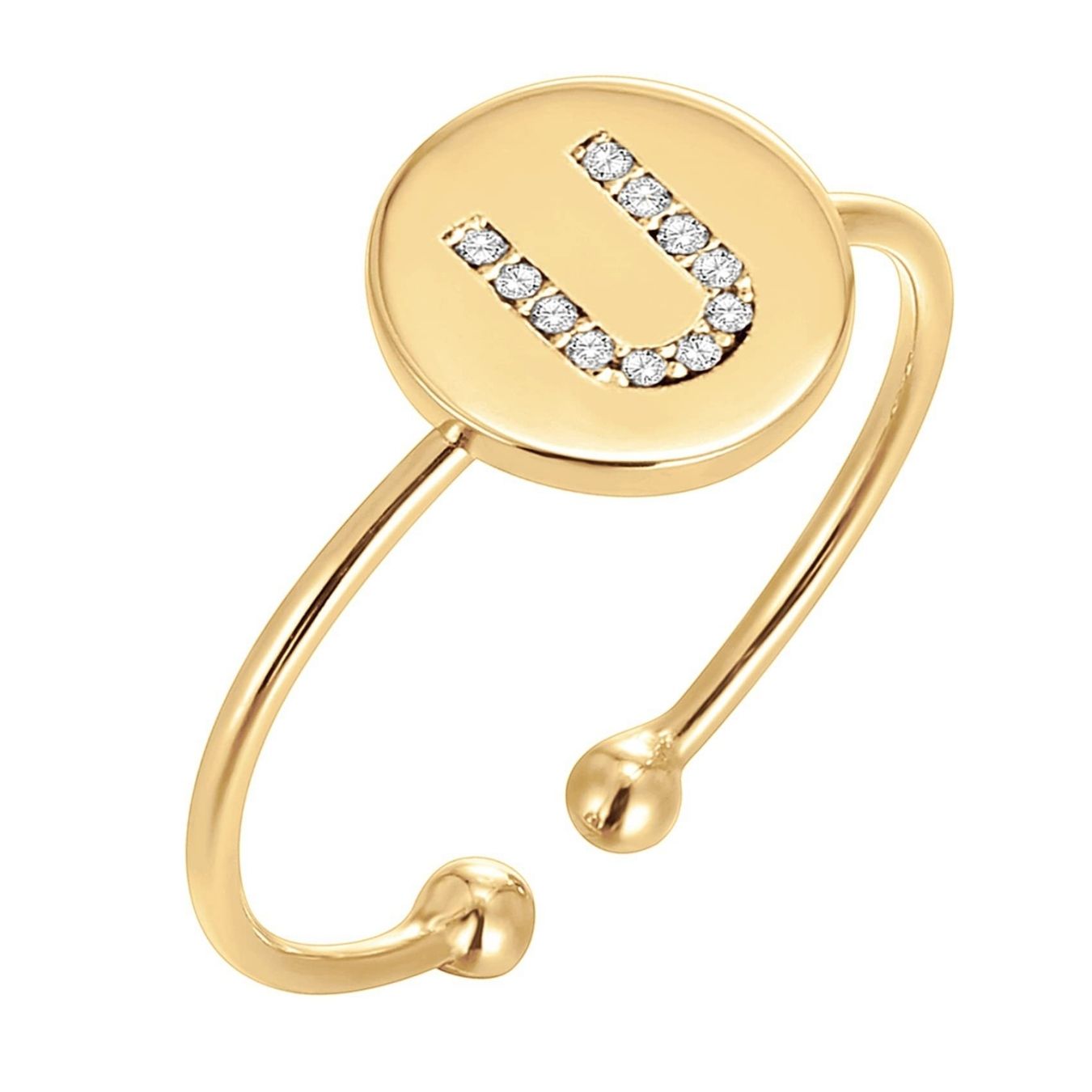 Adjustable Initial Ring "Gold Shine"