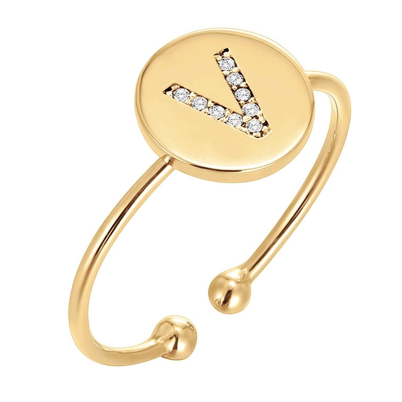 Adjustable Initial Ring "Gold Shine"