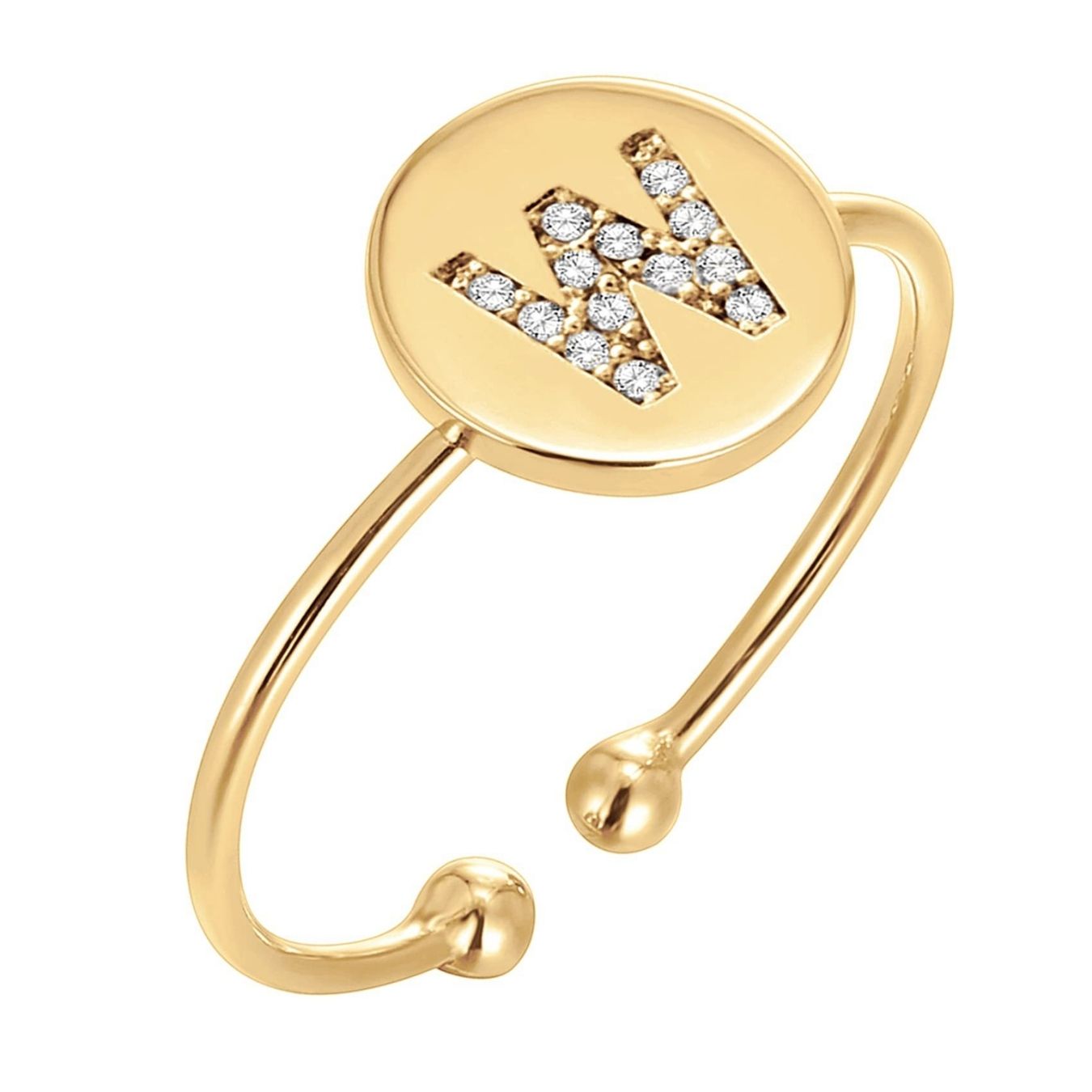 Adjustable Initial Ring "Gold Shine"