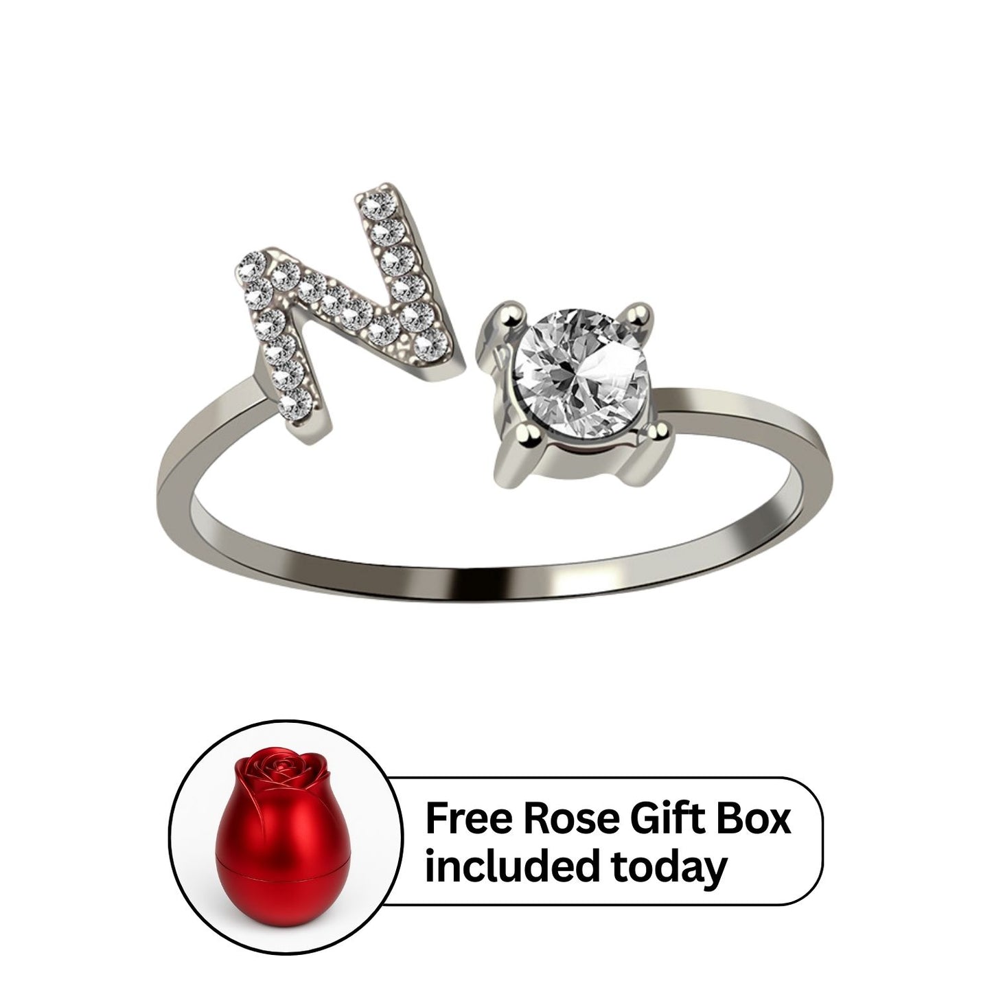 RICCARDI - Adjustable Ring "Initial Touch" + Free Rose Box Today