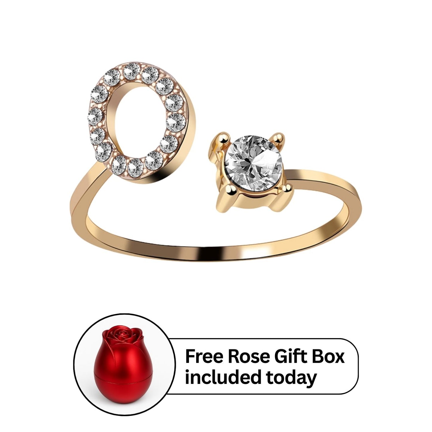 RICCARDI - Adjustable Ring "Initial Touch" + Free Rose Box Today