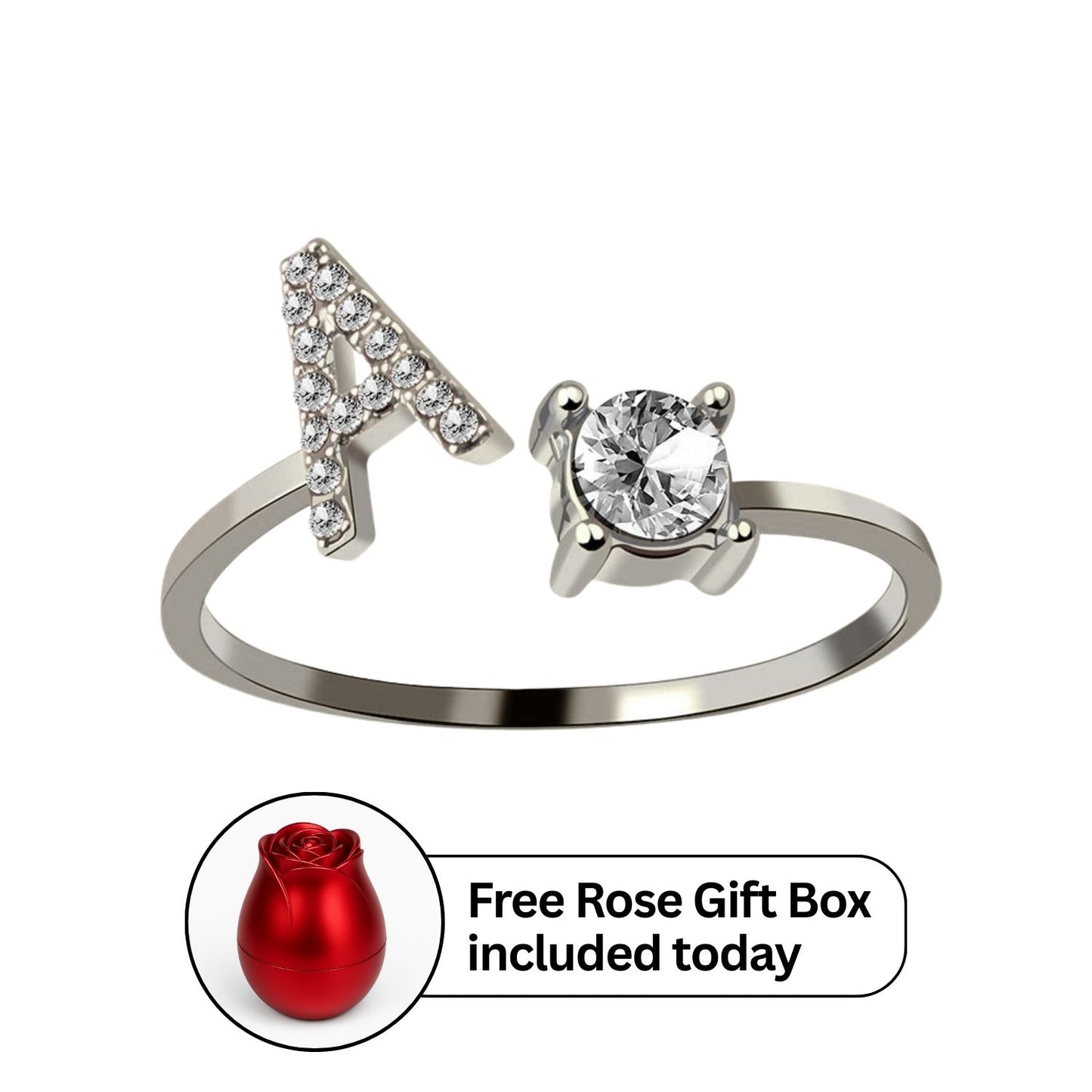 RICCARDI - Adjustable Ring "Initial Touch" + Free Rose Box Today
