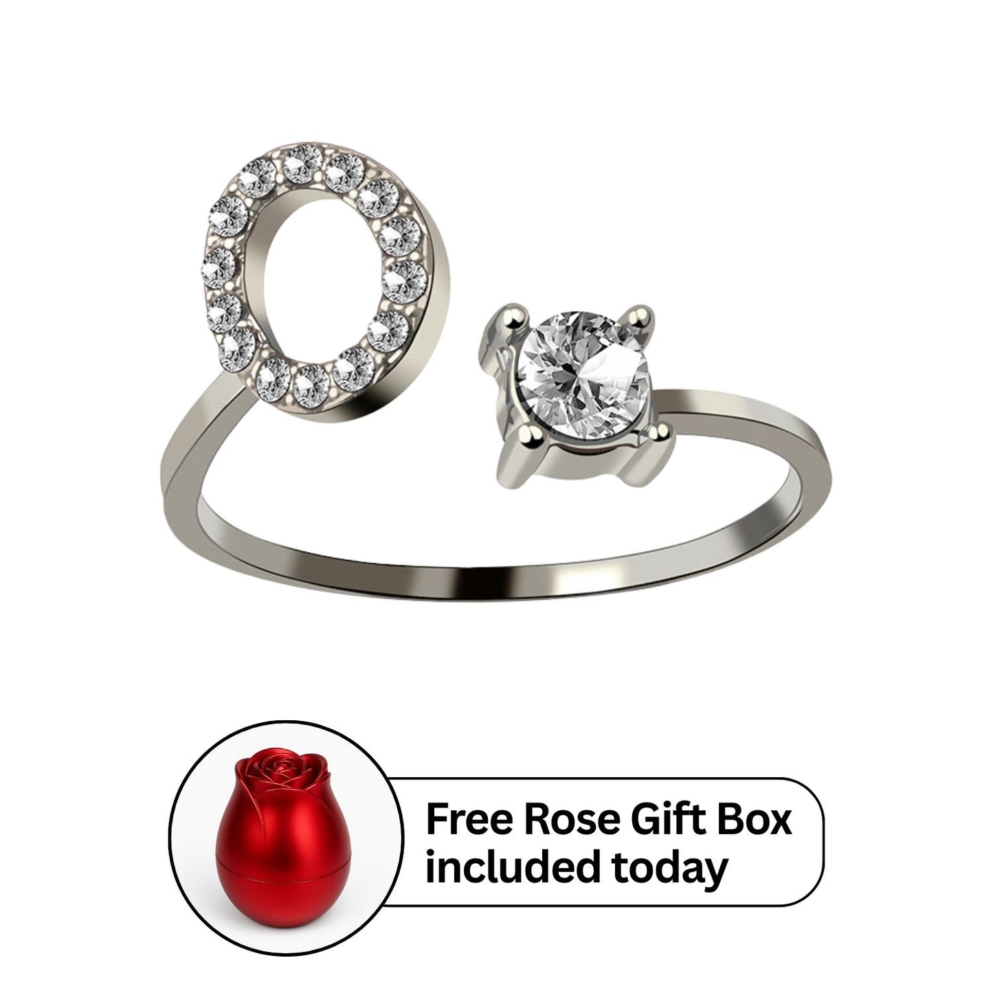 RICCARDI - Adjustable Ring "Initial Touch" + Free Rose Box Today