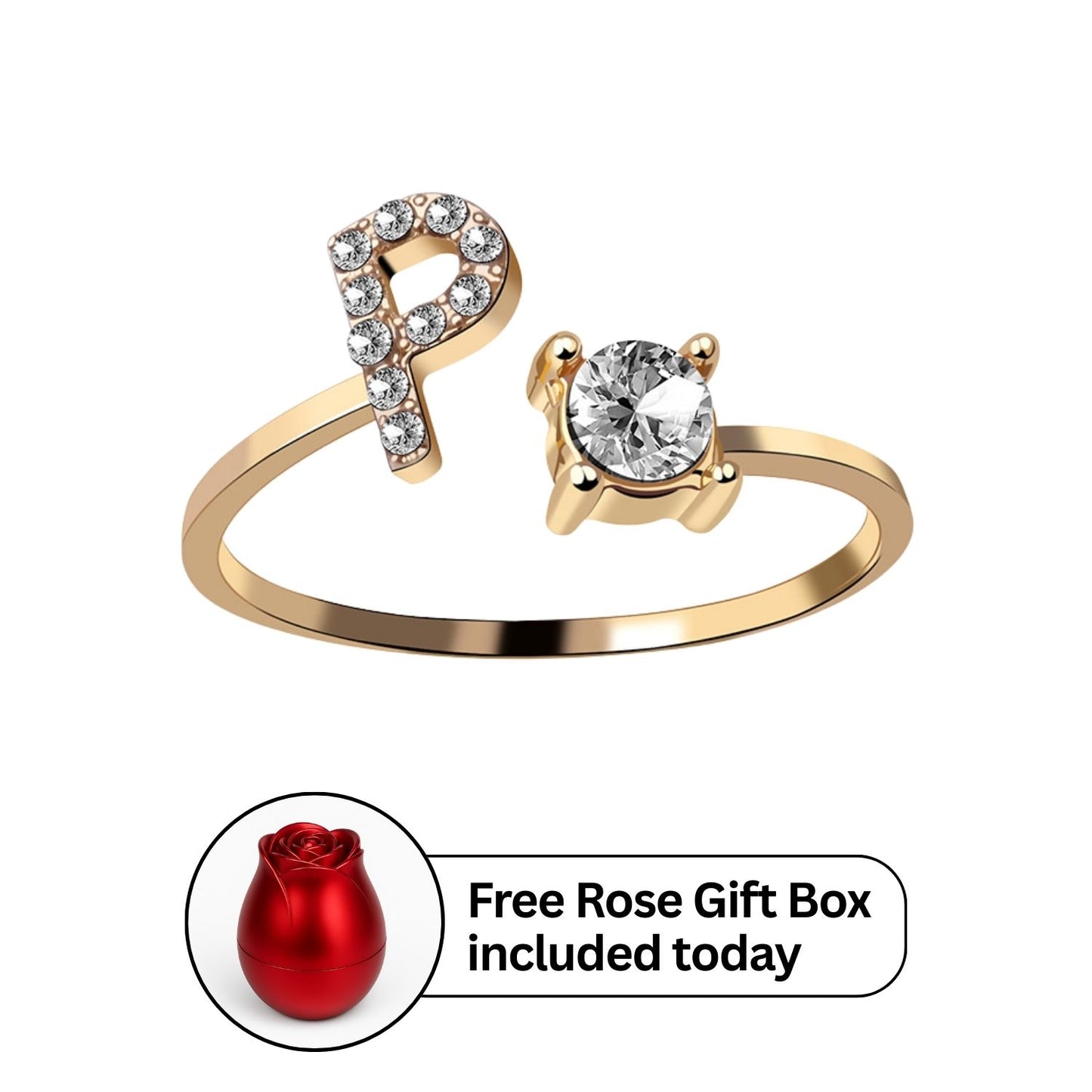 RICCARDI - Adjustable Ring "Initial Touch" + Free Rose Box Today