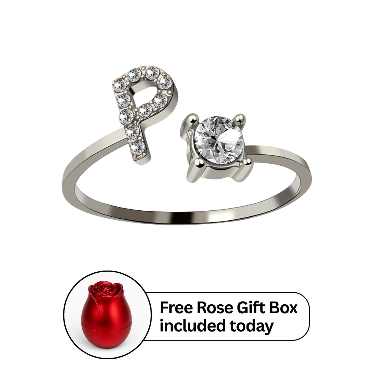 RICCARDI - Adjustable Ring "Initial Touch" + Free Rose Box Today