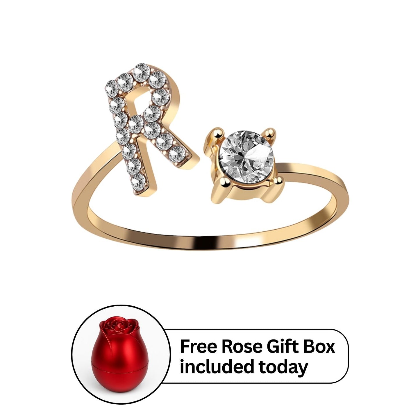 RICCARDI - Adjustable Ring "Initial Touch" + Free Rose Box Today