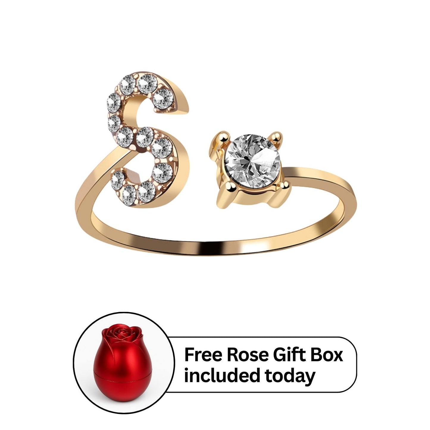 RICCARDI - Adjustable Ring "Initial Touch" + Free Rose Box Today