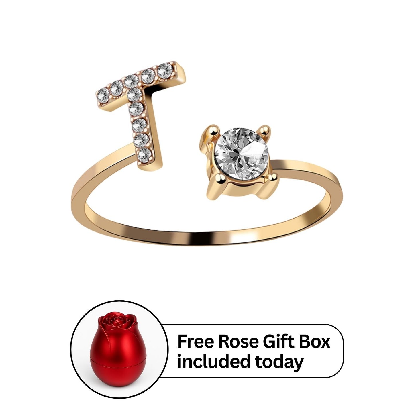 RICCARDI - Adjustable Ring "Initial Touch" + Free Rose Box Today