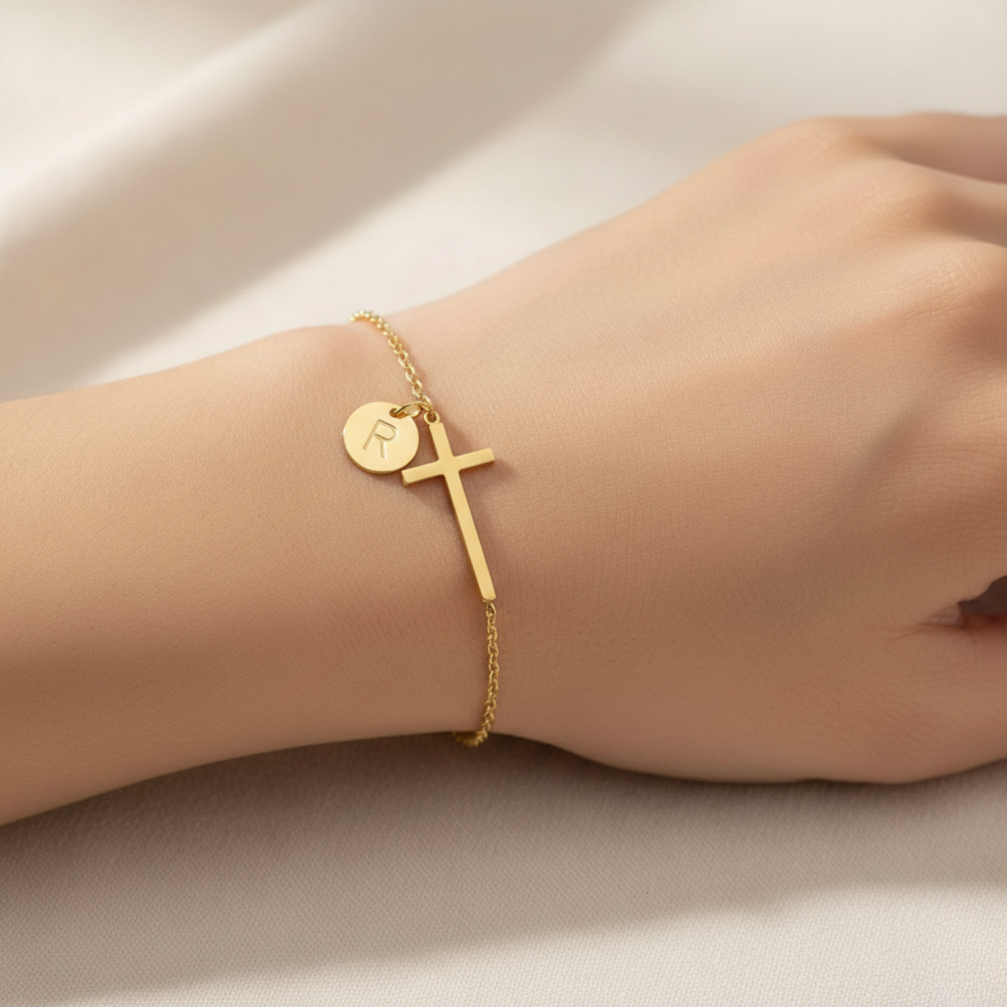 Initial Bracelet "Cross"