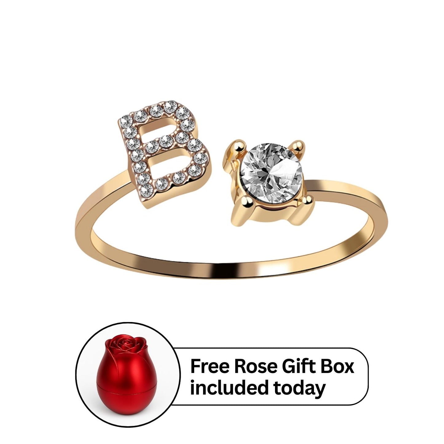 RICCARDI - Adjustable Ring "Initial Touch" + Free Rose Box Today