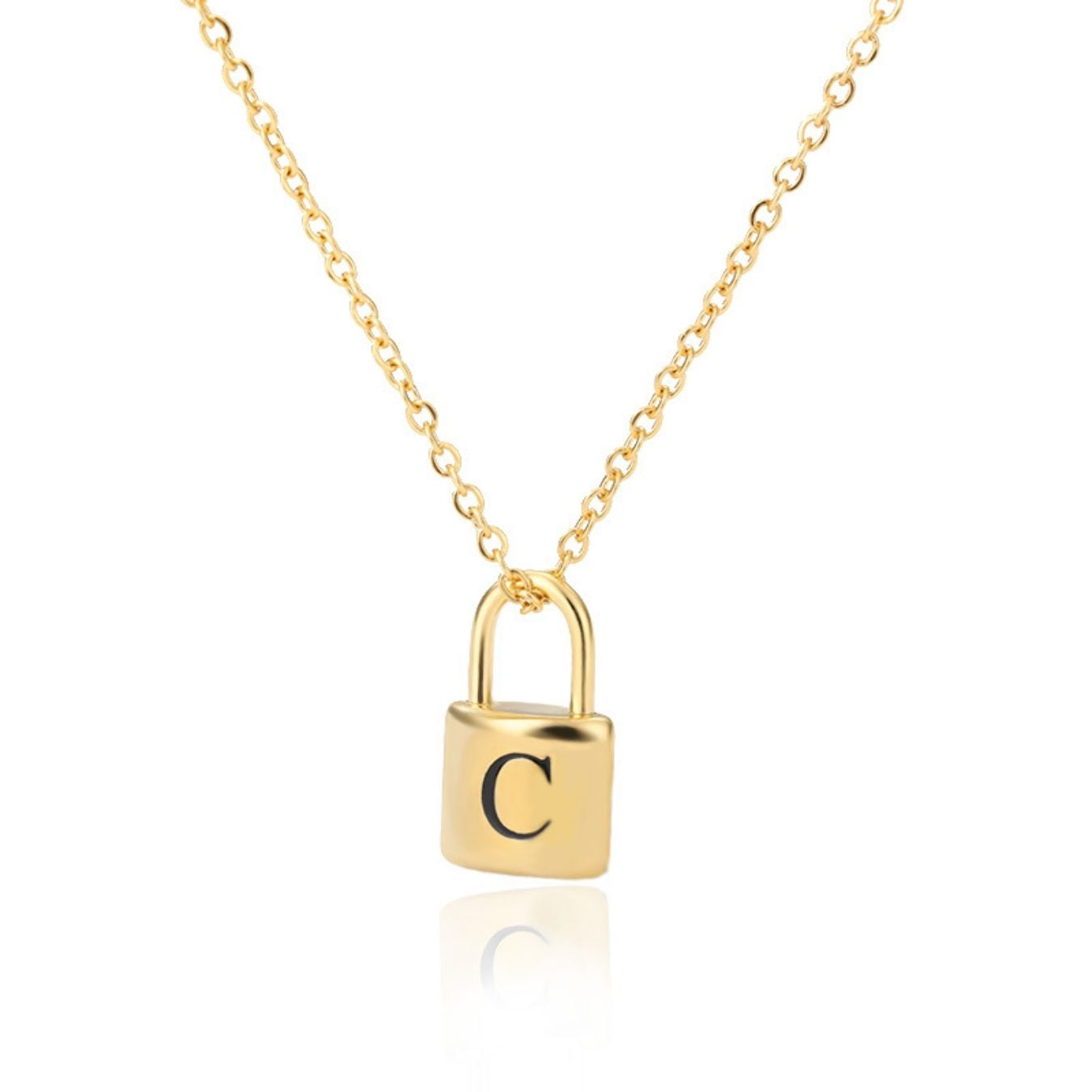Initial Necklace "Gold Lock"
