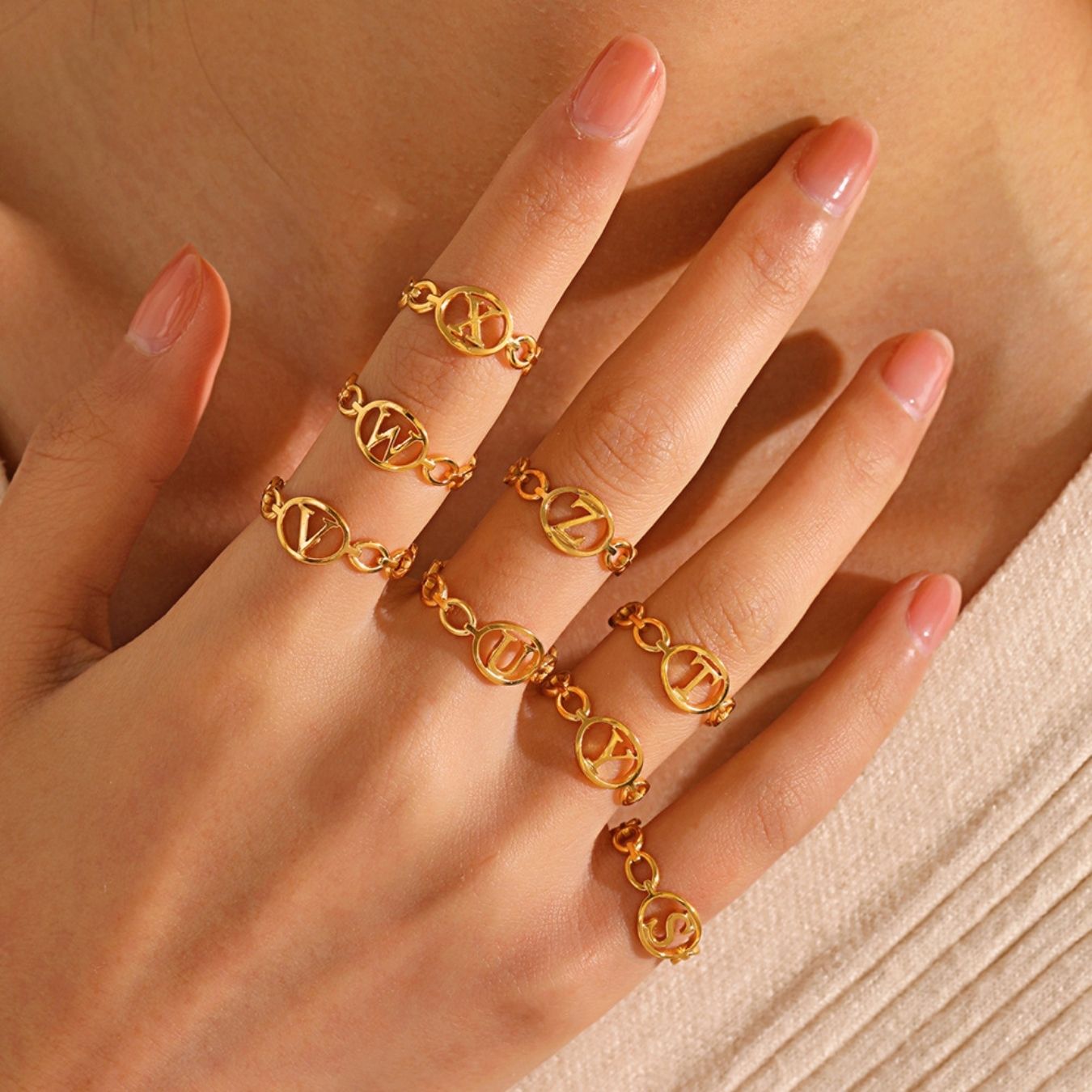 Adjustable Initial Ring "Embrace"