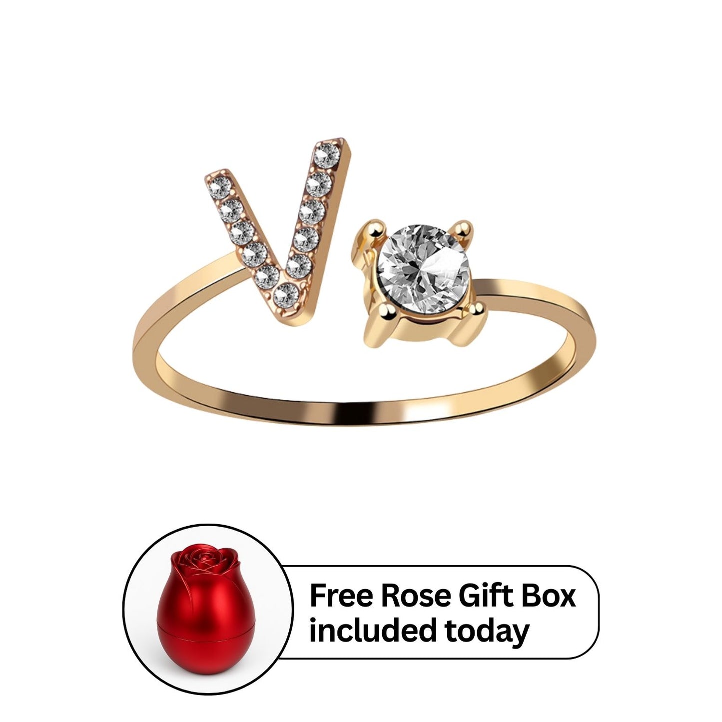 RICCARDI - Adjustable Ring "Initial Touch" + Free Rose Box Today