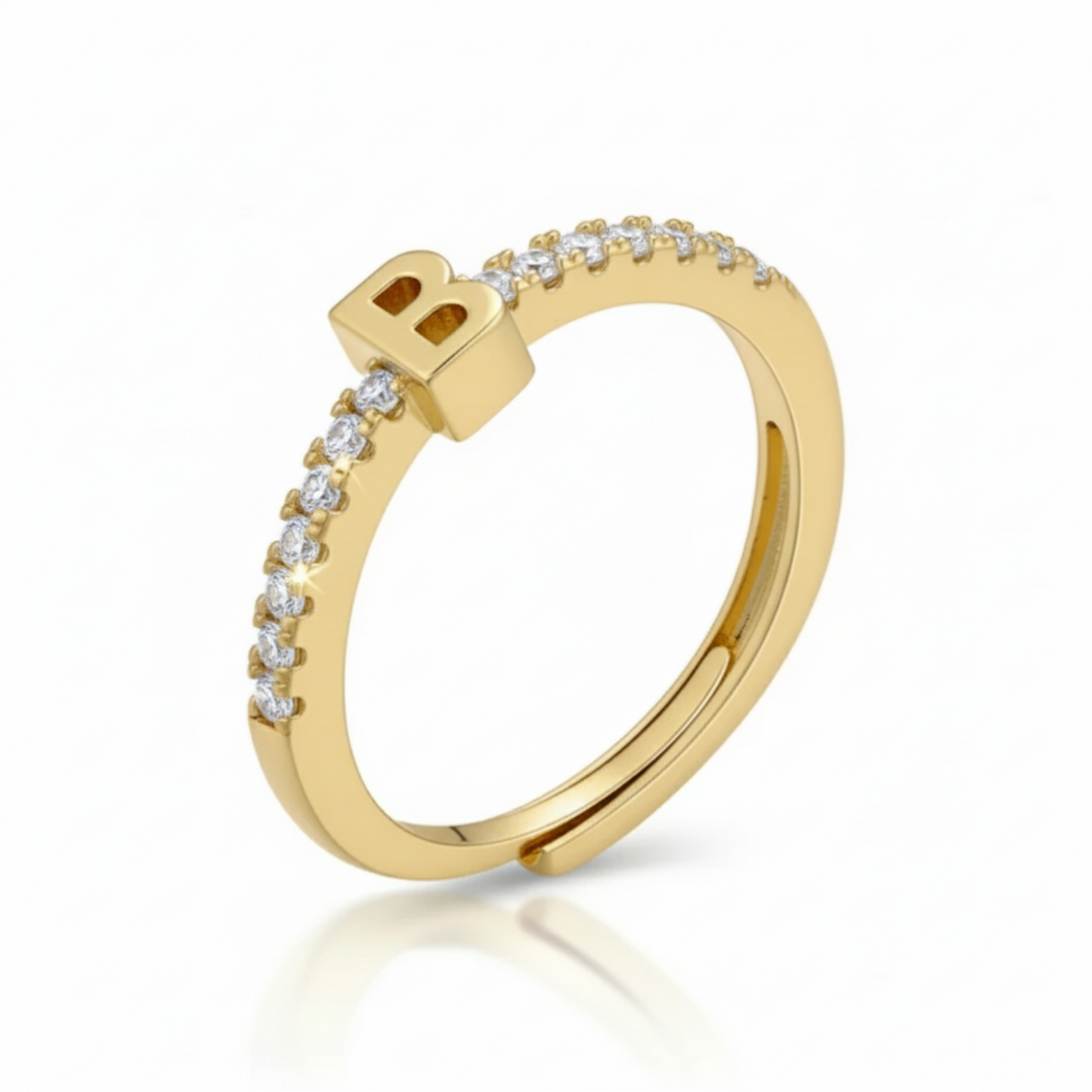 Adjustable Initial Ring "Sparkle"