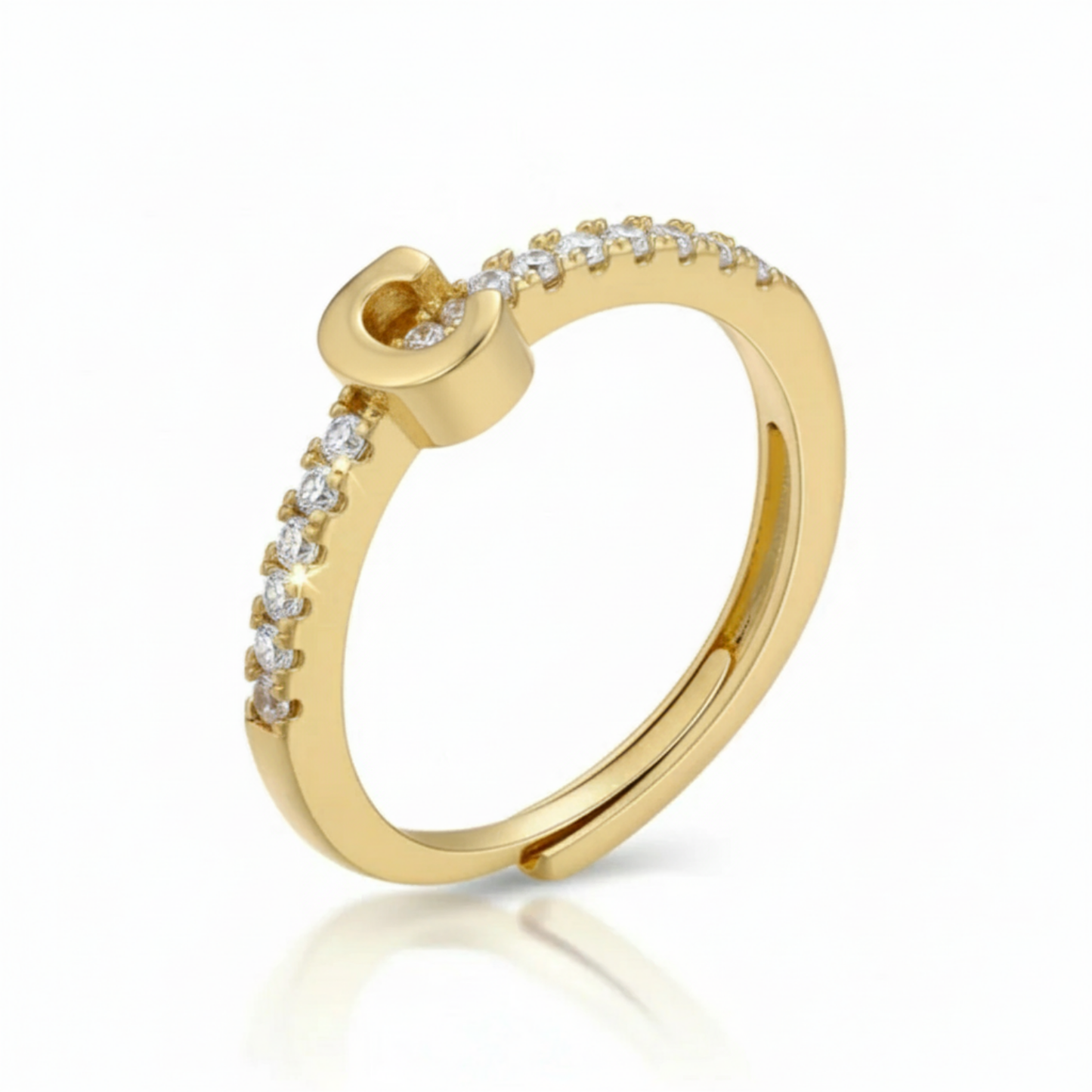 Adjustable Initial Ring "Sparkle"