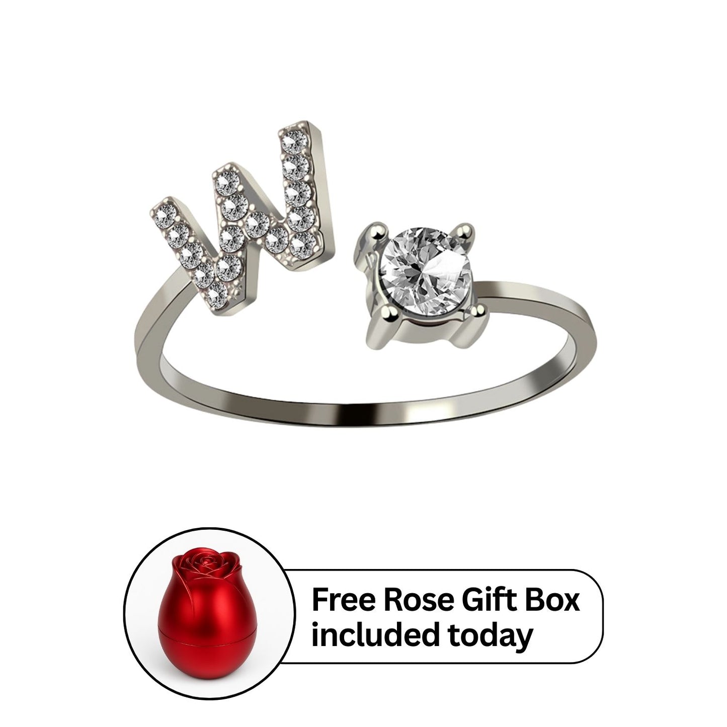 RICCARDI - Adjustable Ring "Initial Touch" + Free Rose Box Today