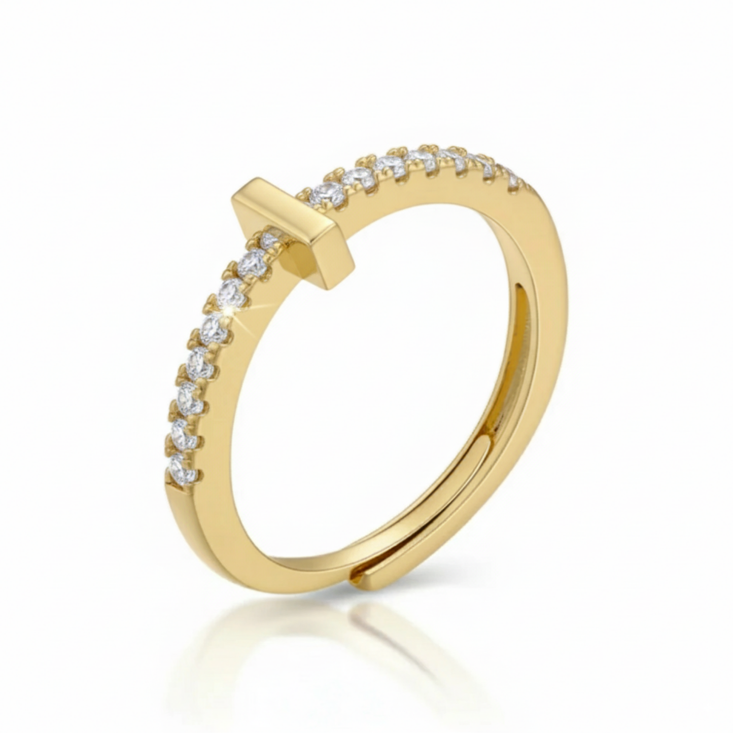 Adjustable Initial Ring "Sparkle"