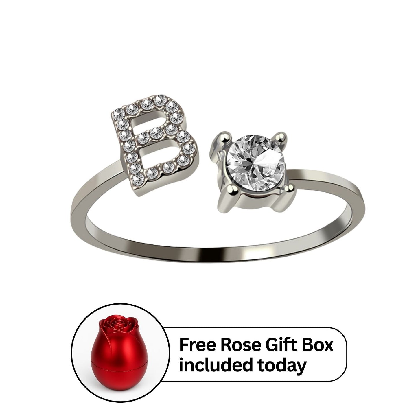 RICCARDI - Adjustable Ring "Initial Touch" + Free Rose Box Today