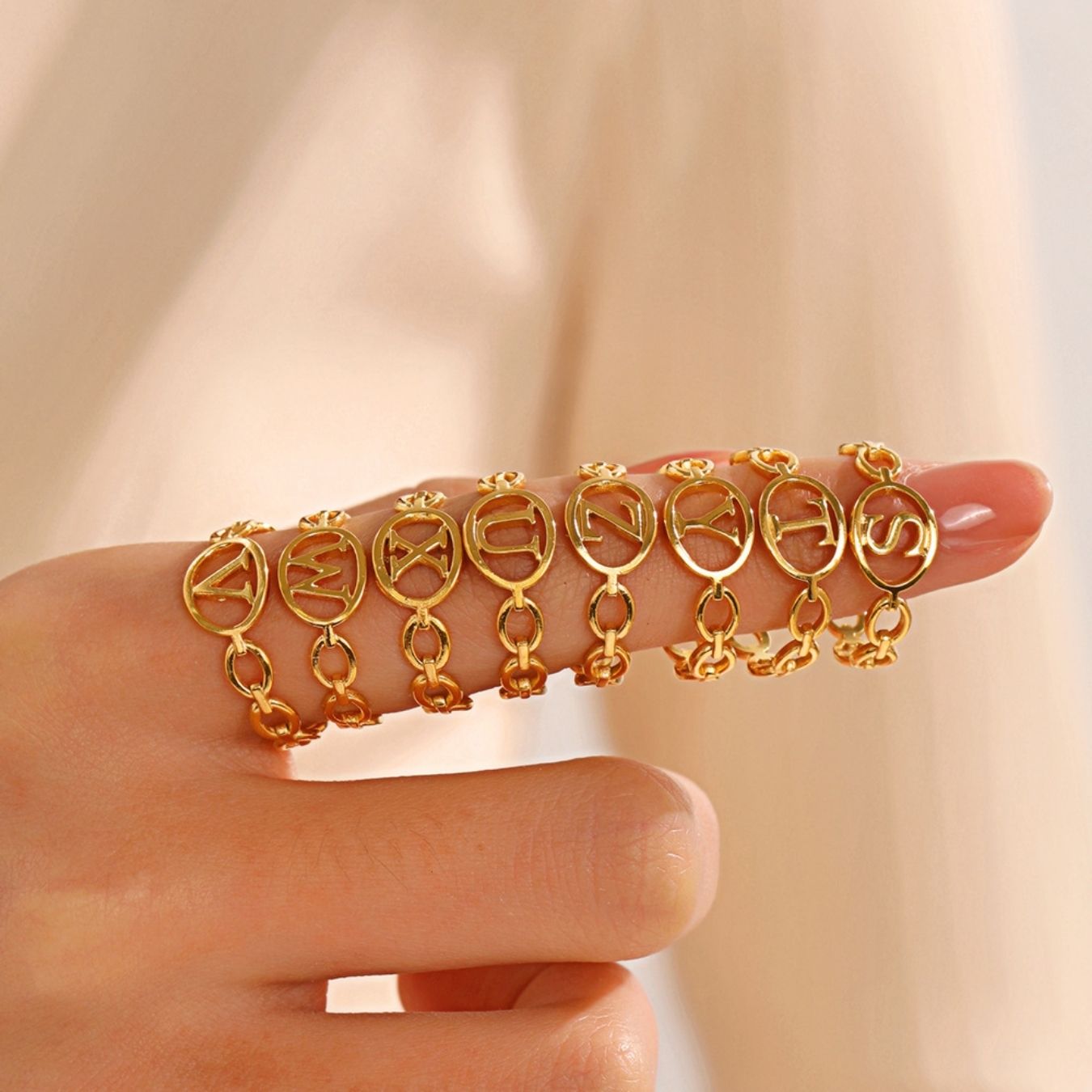 Adjustable Initial Ring "Embrace"