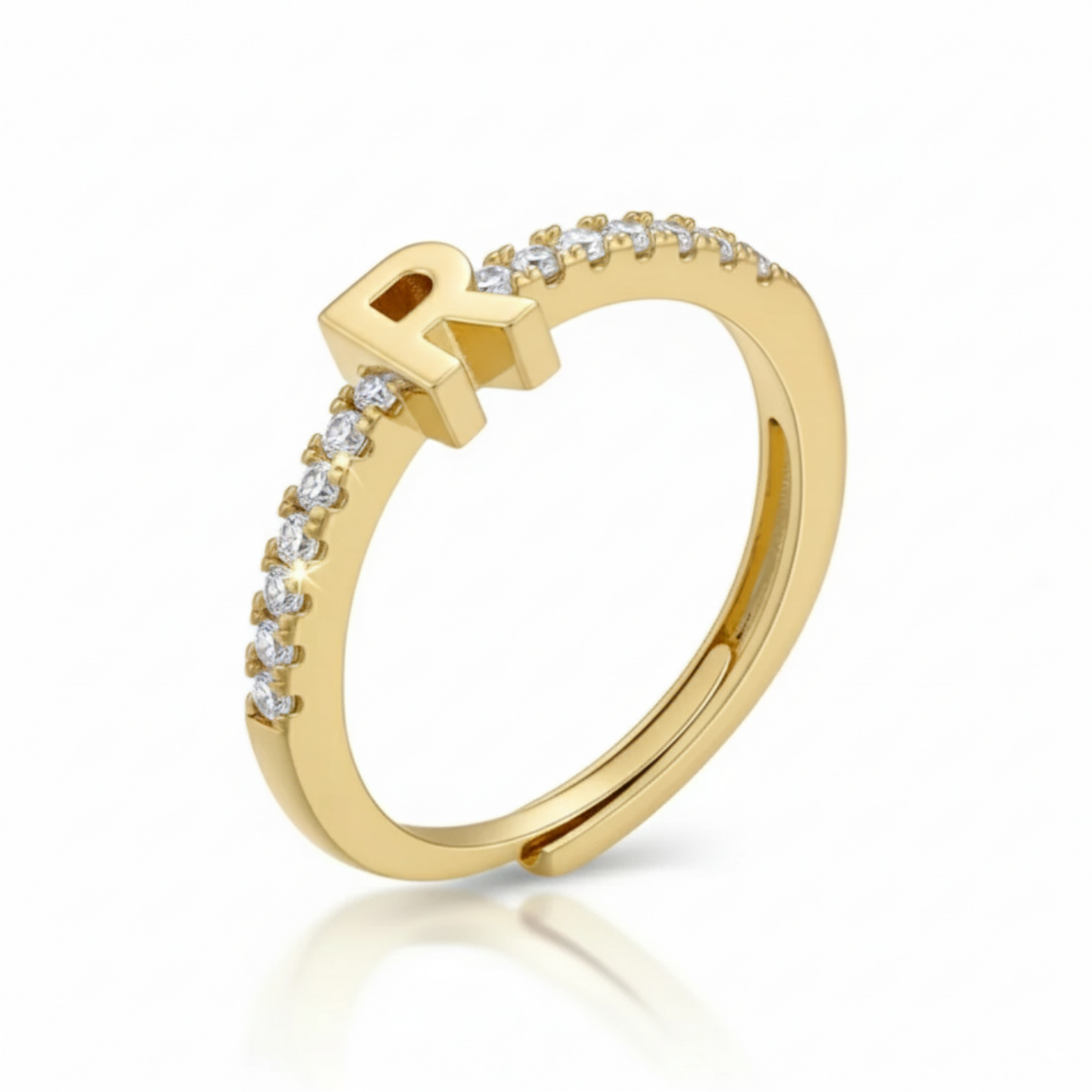 Adjustable Initial Ring "Sparkle"