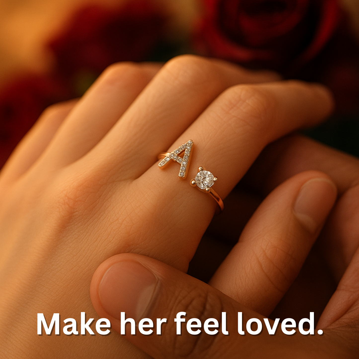 RICCARDI - Adjustable Ring "Initial Touch" + Free Rose Box Today