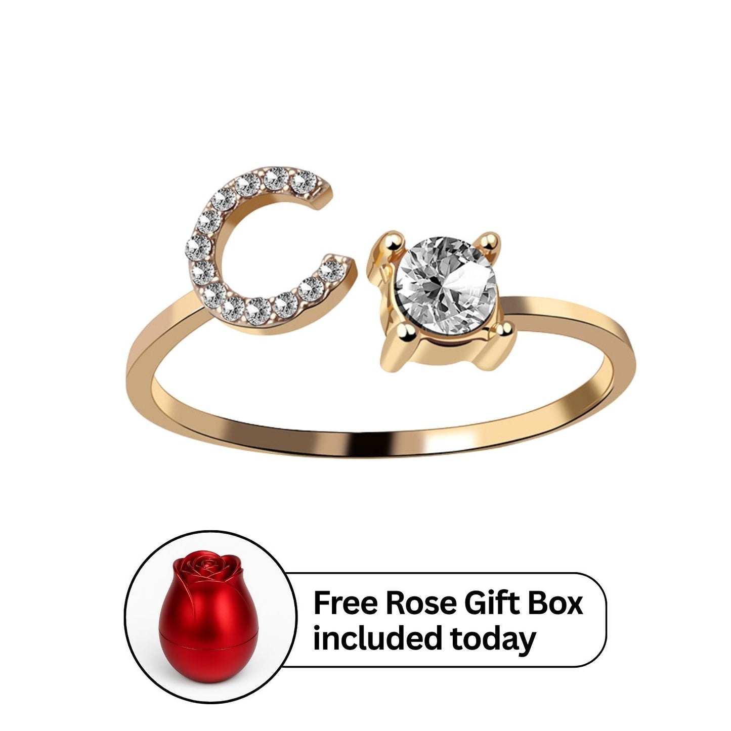 RICCARDI - Adjustable Ring "Initial Touch" + Free Rose Box Today