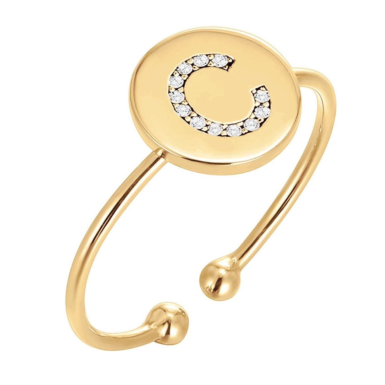 Adjustable Initial Ring "Gold Shine"