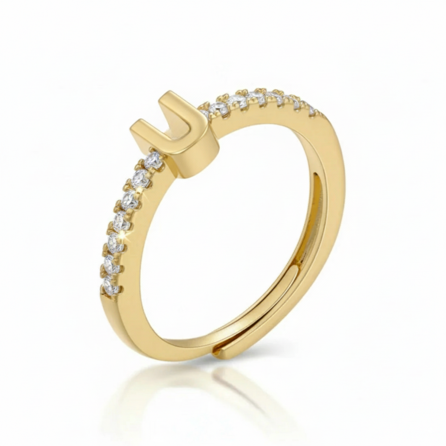 Adjustable Initial Ring "Sparkle"