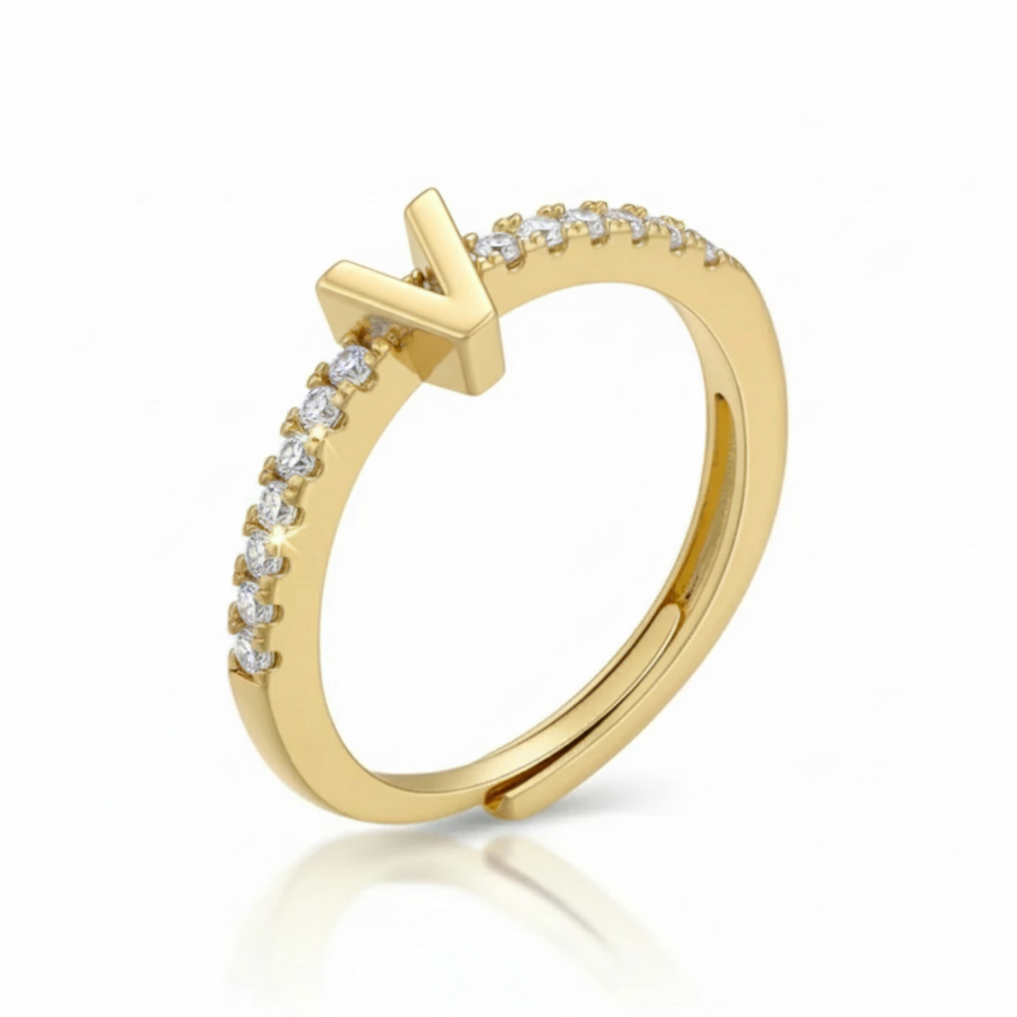 Adjustable Initial Ring "Sparkle"