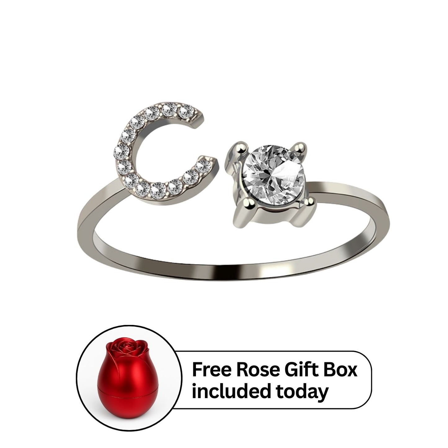 RICCARDI - Adjustable Ring "Initial Touch" + Free Rose Box Today