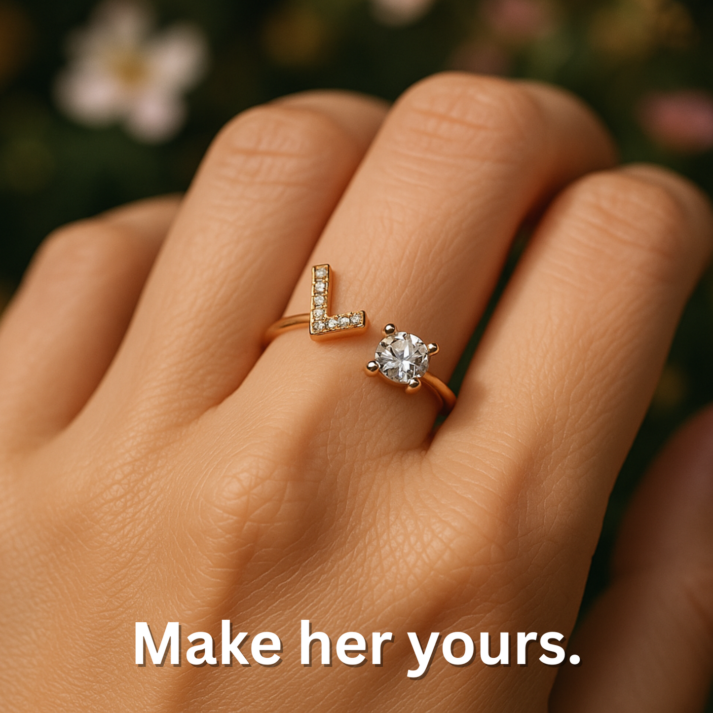 RICCARDI - Adjustable Ring "Initial Touch" + Free Rose Box Today