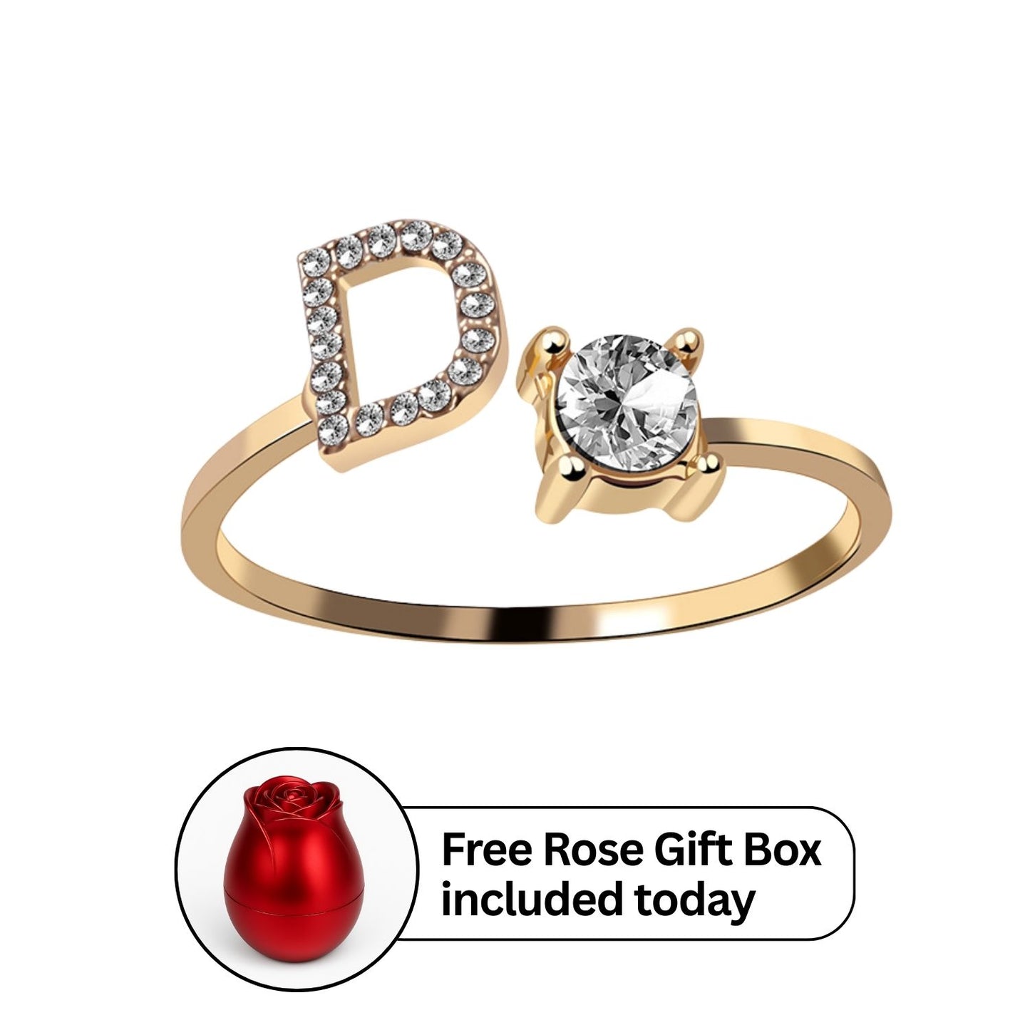 RICCARDI - Adjustable Ring "Initial Touch" + Free Rose Box Today