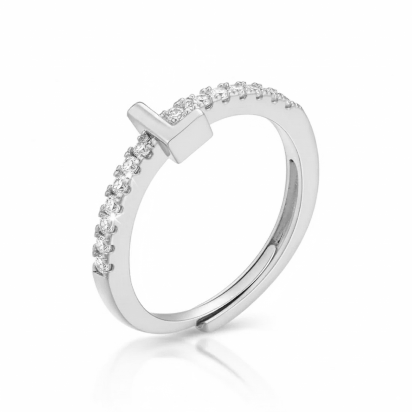 Adjustable Initial Ring "Sparkle"
