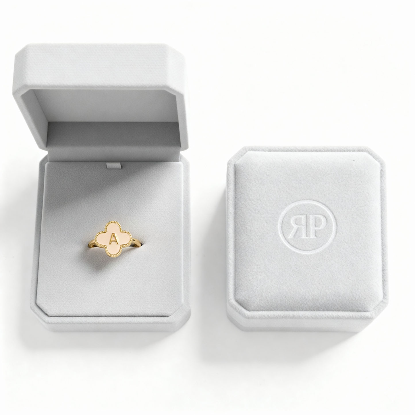 Adjustable Initial Ring "Clover"
