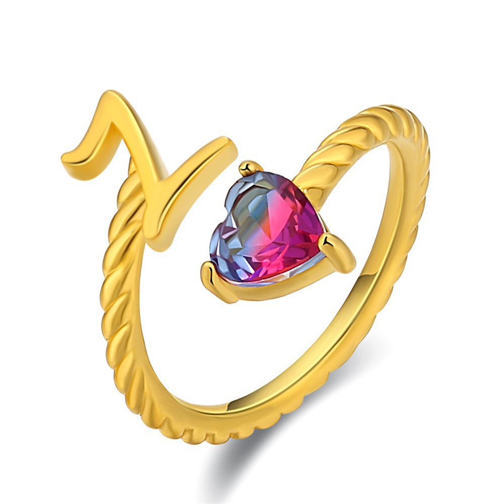 Adjustable Initial Ring "Mermaid Tail"