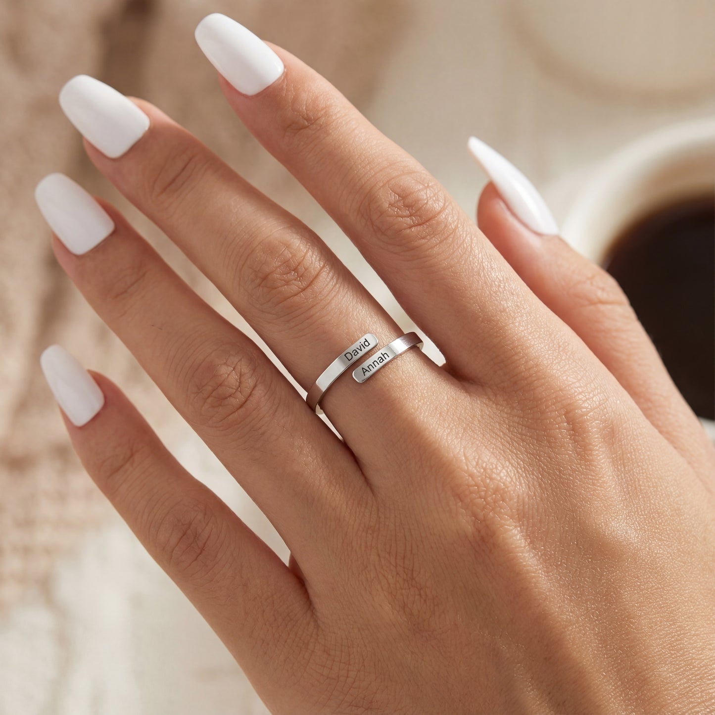 Adjustable Double Name Ring "Dual Soul"