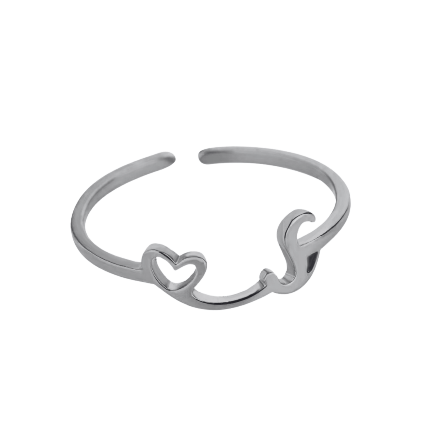 RICCARDI - BAGUE AJUSTABLE "Initial Heart Ring" - Riccardi